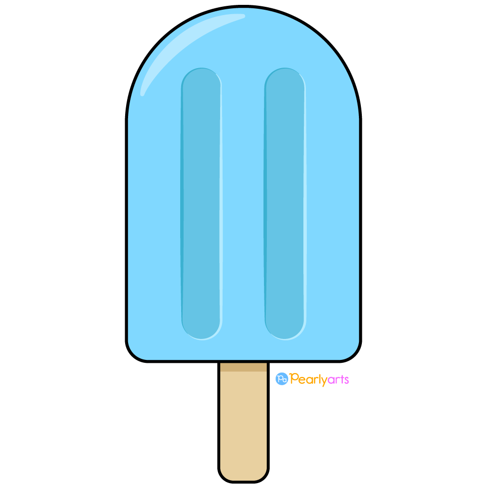 FREE Blue Popsicle Clipart with outline WM | Pearly Arts