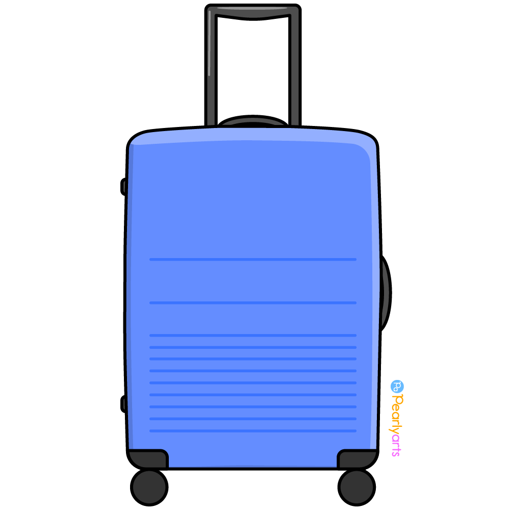 FREE Blue Suitcase Clipart with outline WM | Pearly Arts
