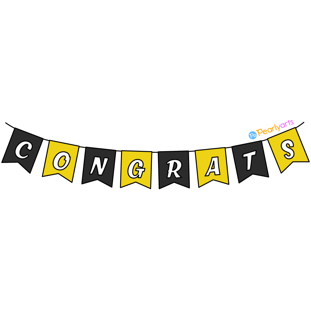 FREE Congrats Banner Clipart with outline WM | Pearly Arts