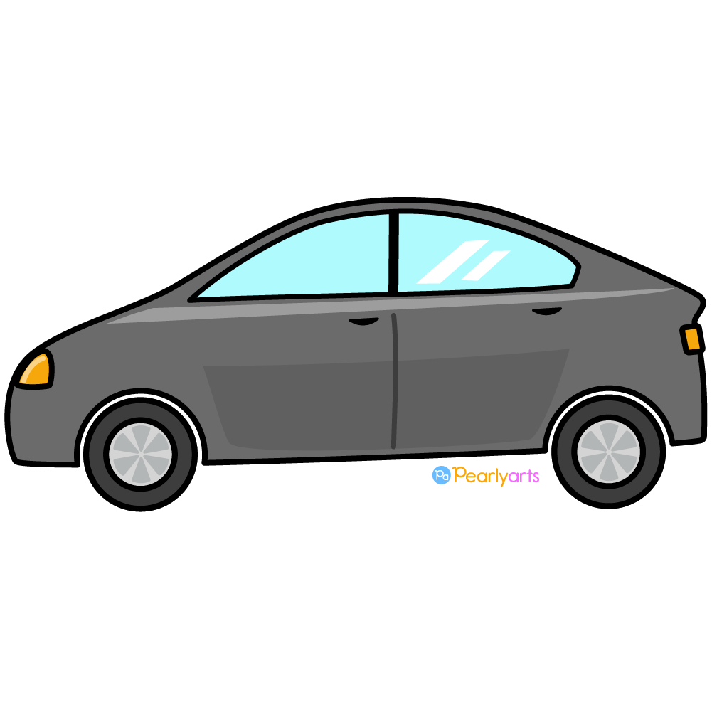 FREE Gray Car Clipart with outline WM | Pearly Arts