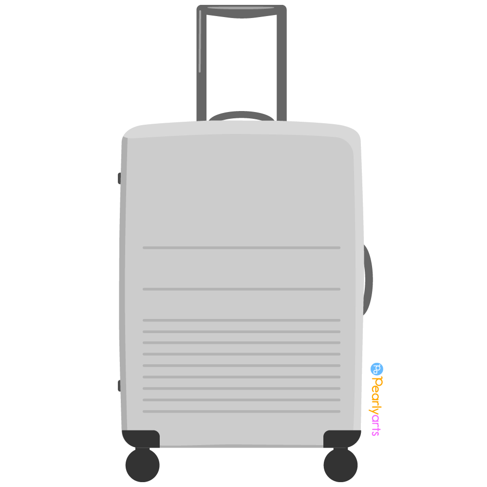 FREE Gray Suitcase Clipart WM| Pearly Arts