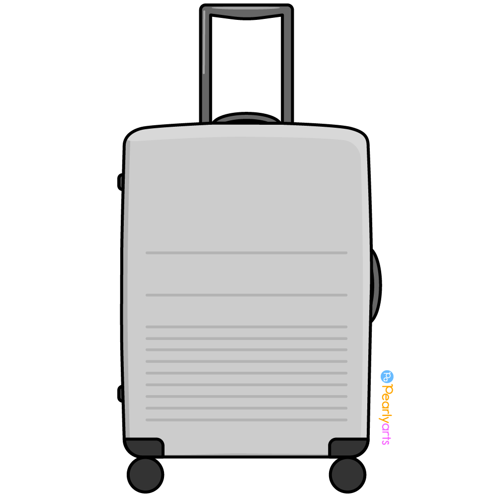 FREE Gray Suitcase Clipart with outline WM| Pearly Arts