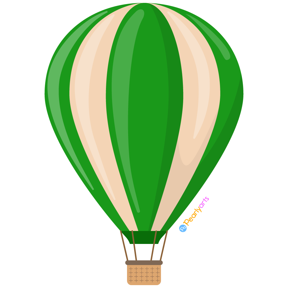 FREE Green Hot Air Balloon Clipart WM | Pearly Arts
