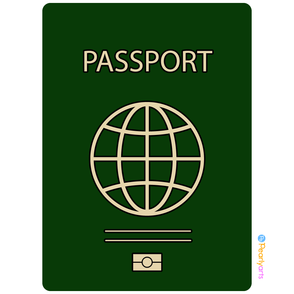 FREE Green Passport Clipart with outline WM | Pearly Arts