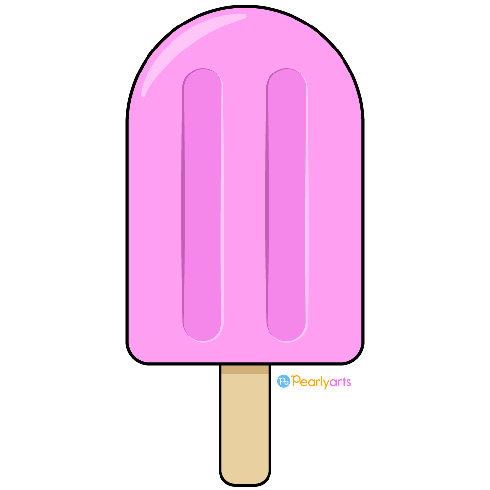 FREE Pink Popsicle Clipart with outline WM | Pearly Arts