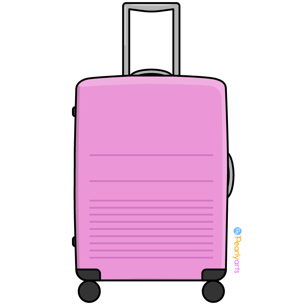 FREE Pink Suitcase Clipart with outline WM | Pearly Arts