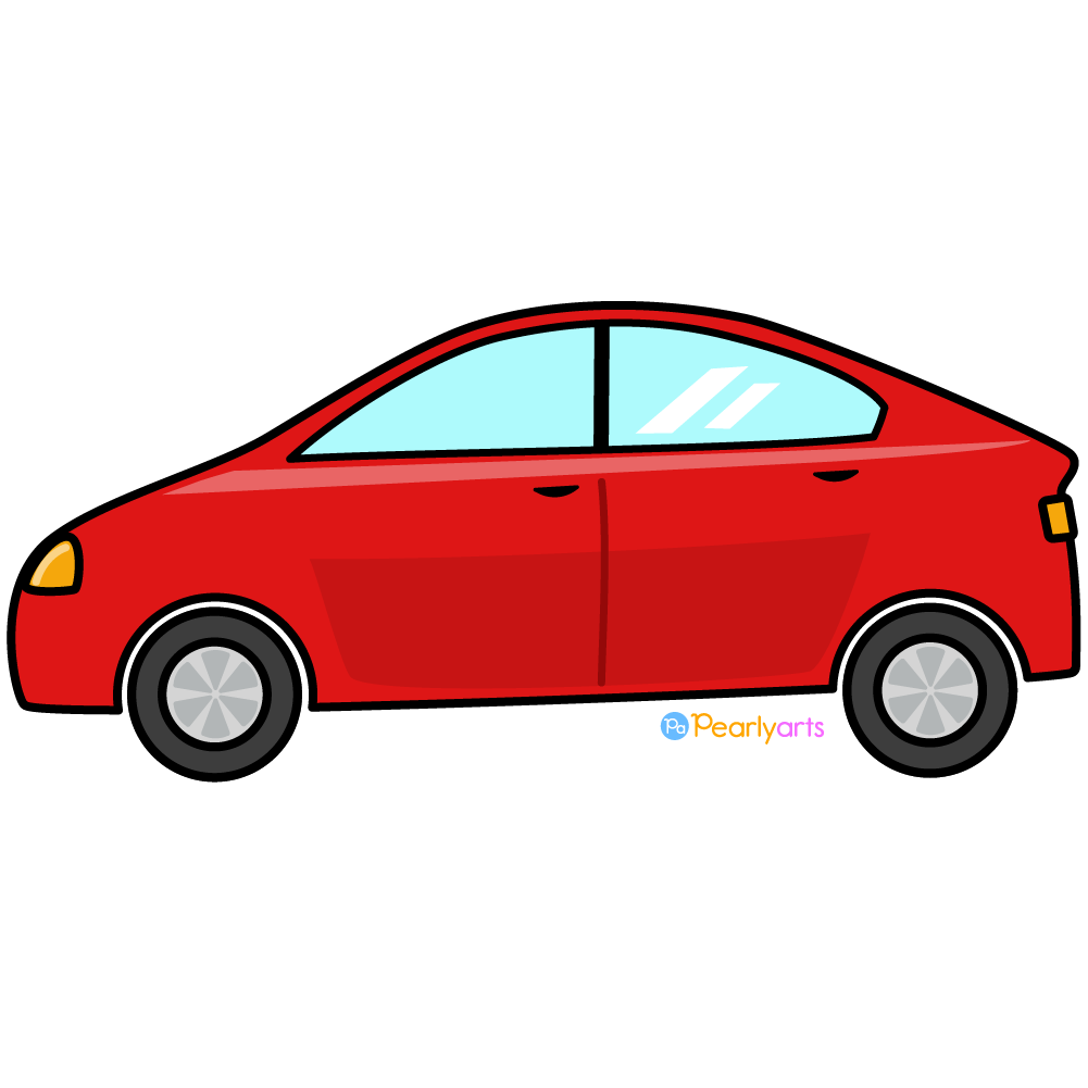 FREE Red Car Clipart with outline WM | Pearly Arts