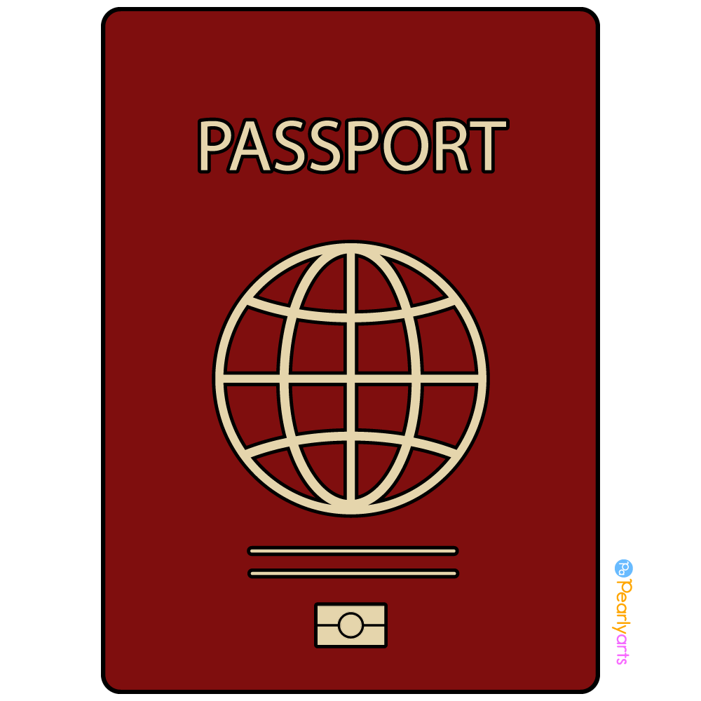 FREE Red Passport Clipart with outline WM | Pearly Arts