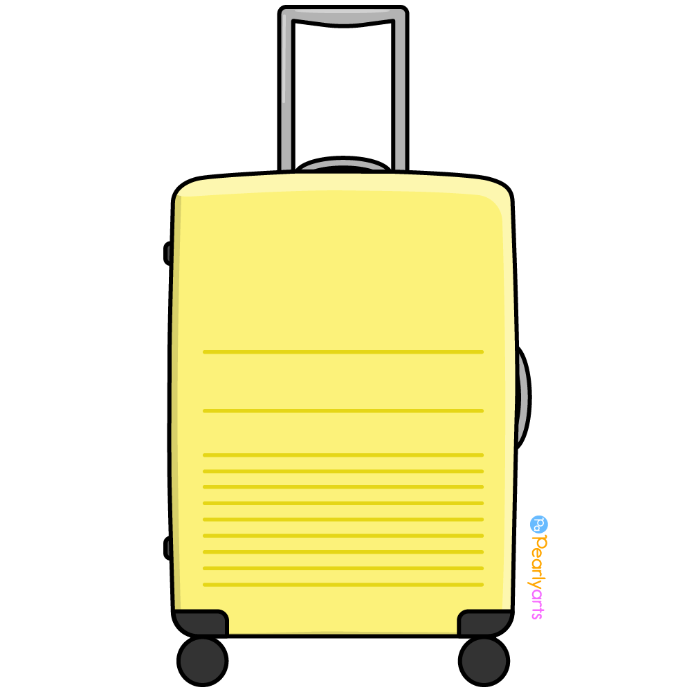 FREE Yellow Suitcase Clipart with outline WM | Pearly Arts