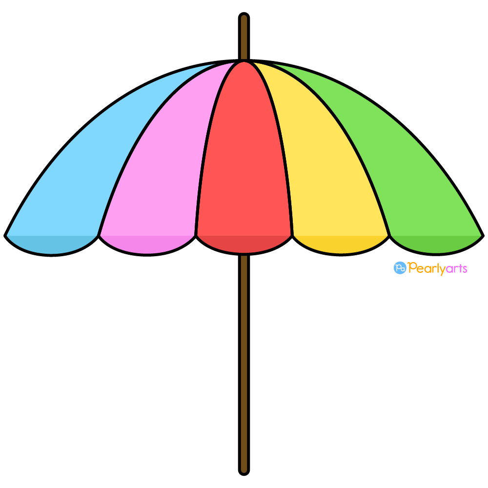 FREE Beach Umbrella Clipart with outline WM | Pearly Arts