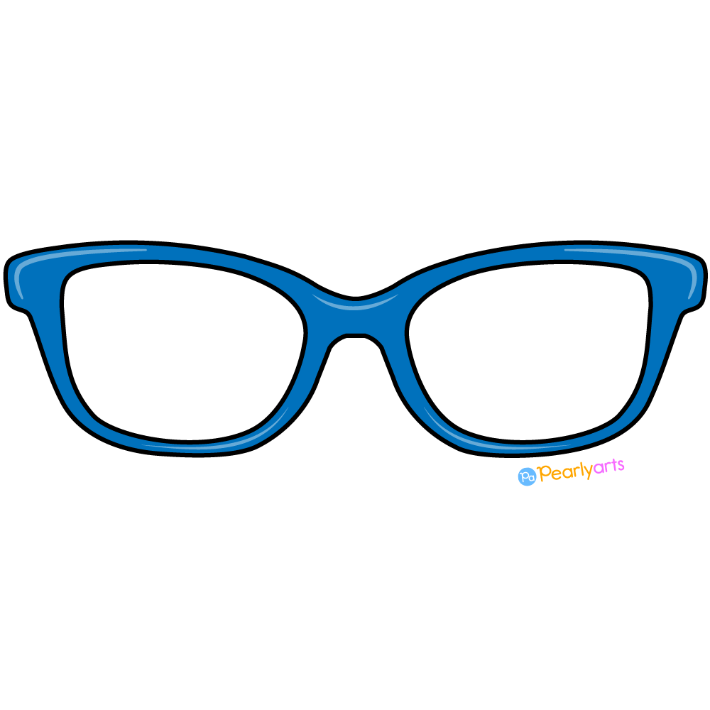 FREE Blue Glasses Clipart with outline WM | Pearly Arts