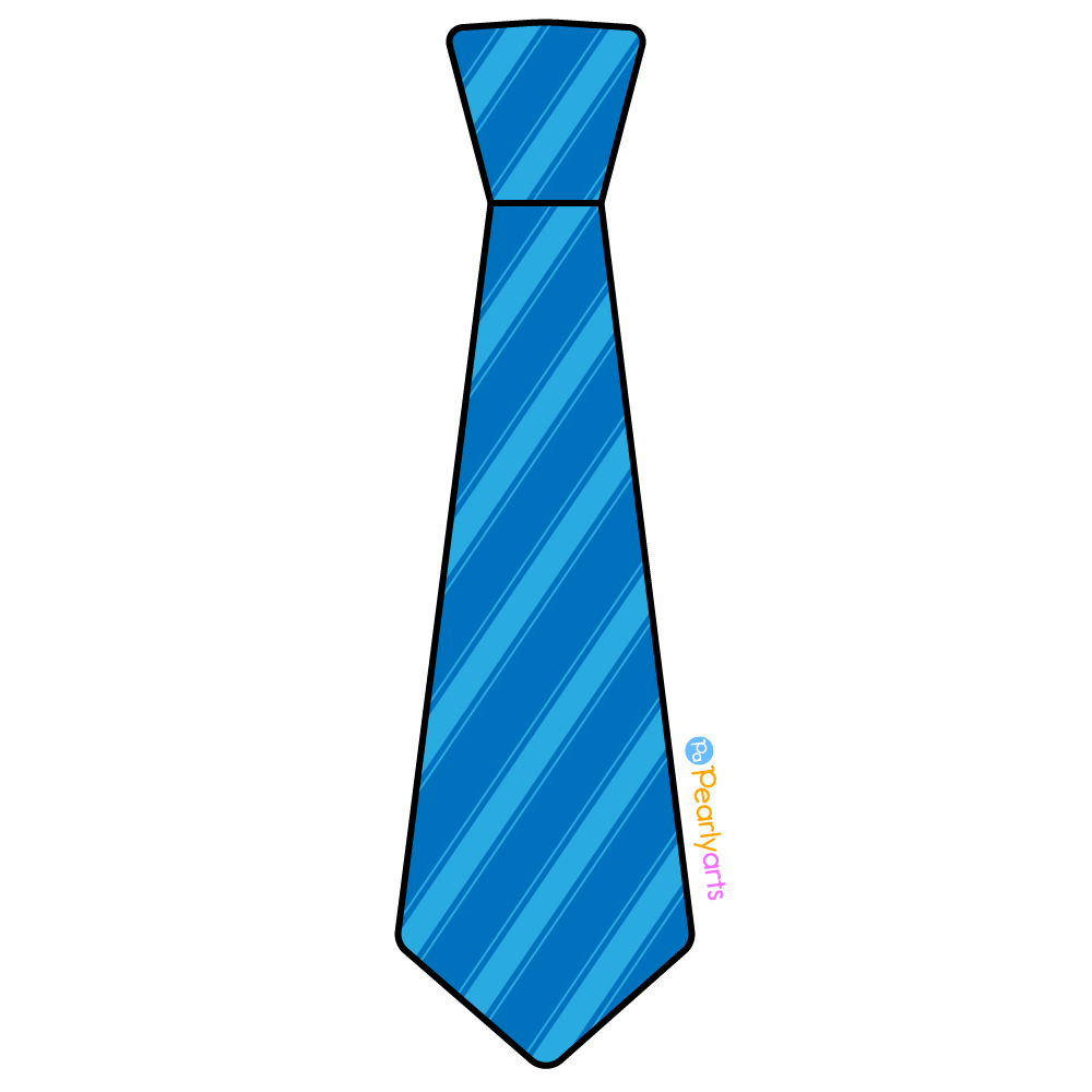 FREE Blue Tie Clipart with outline WM | Pearly Arts