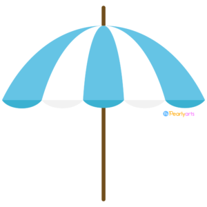 FREE Blue and white Beach Umbrella Clipart WM | Pearly Arts