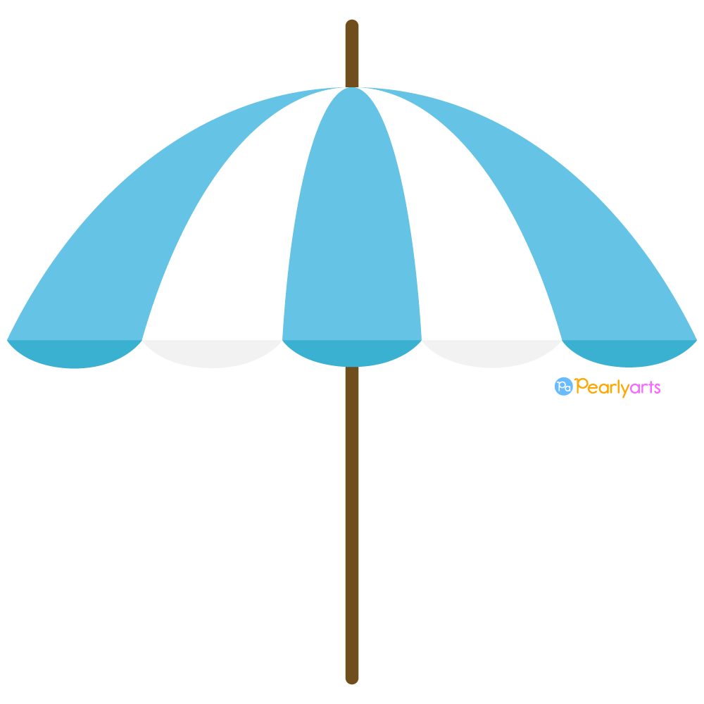 FREE Blue and white Beach Umbrella Clipart WM | Pearly Arts