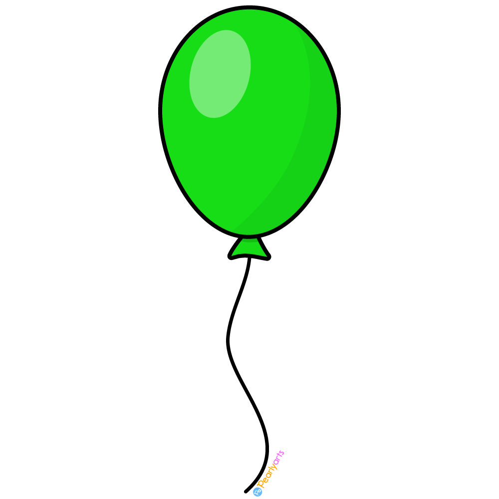 FREE Green Balloon Clipart with outline WM | Pearly Arts