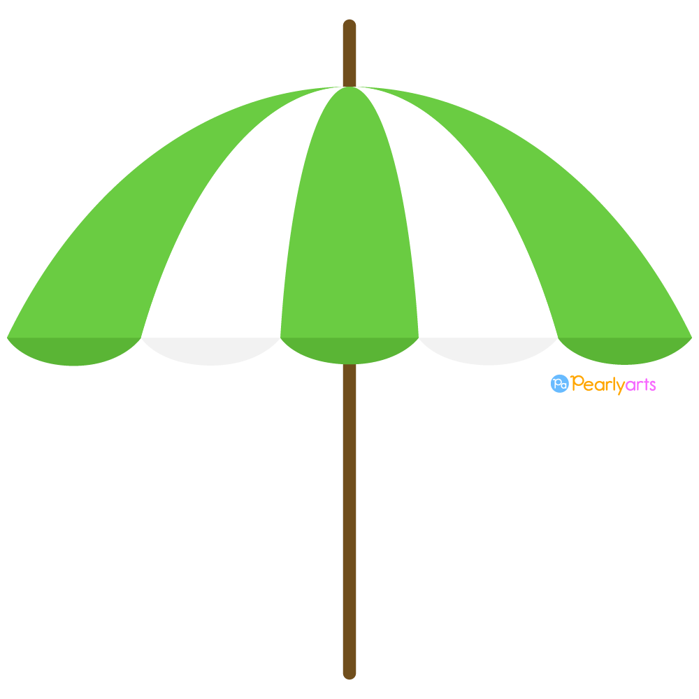FREE Green and white Beach Umbrella Clipart | Pearly Arts