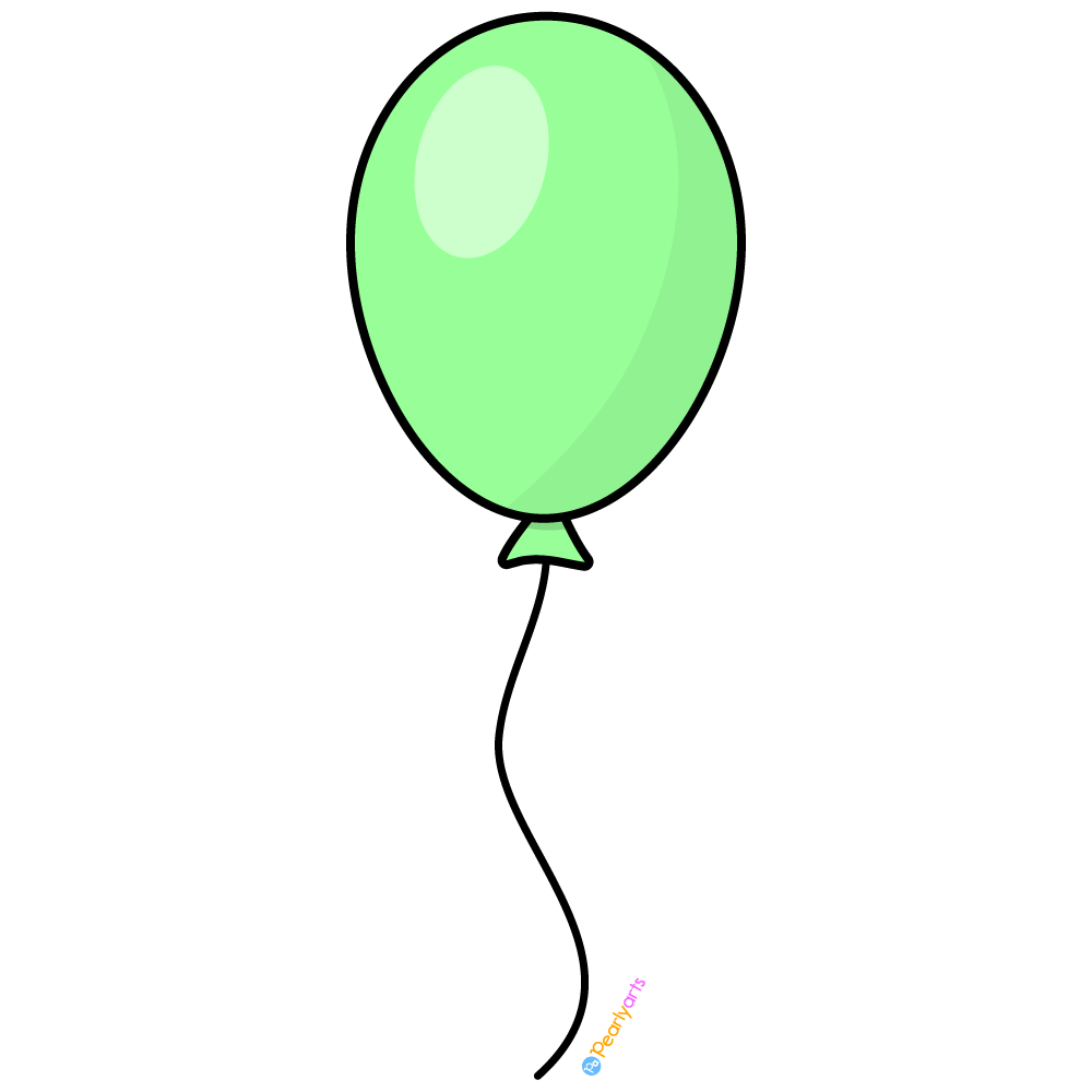 FREE Mint Green Balloon Clipart with outline WM | Pearly Arts