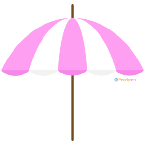 FREE Pink and white Beach Umbrella Clipart WM | Pearly Arts