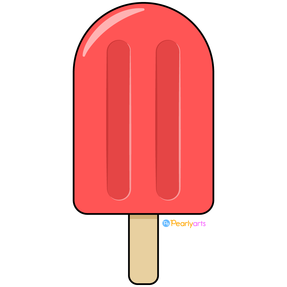 FREE Red Popsicle Clipart with outline WM | Pearly Arts