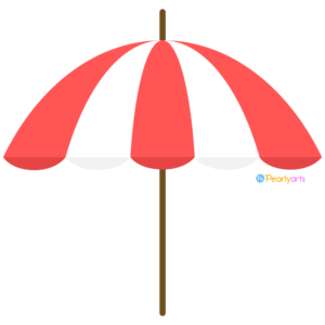 FREE Red and white Beach Umbrella Clipart WM | Pearly Arts