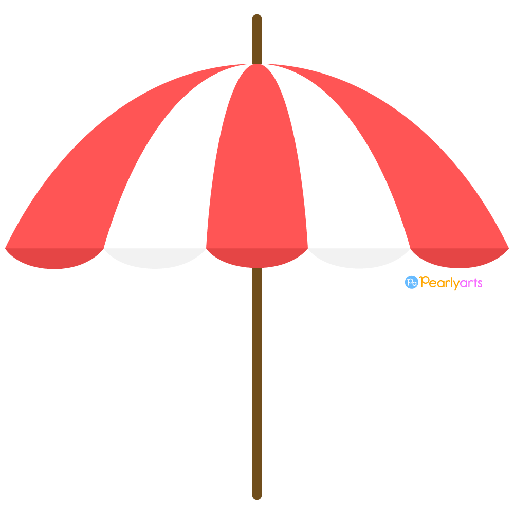 FREE Red and white Beach Umbrella Clipart WM | Pearly Arts