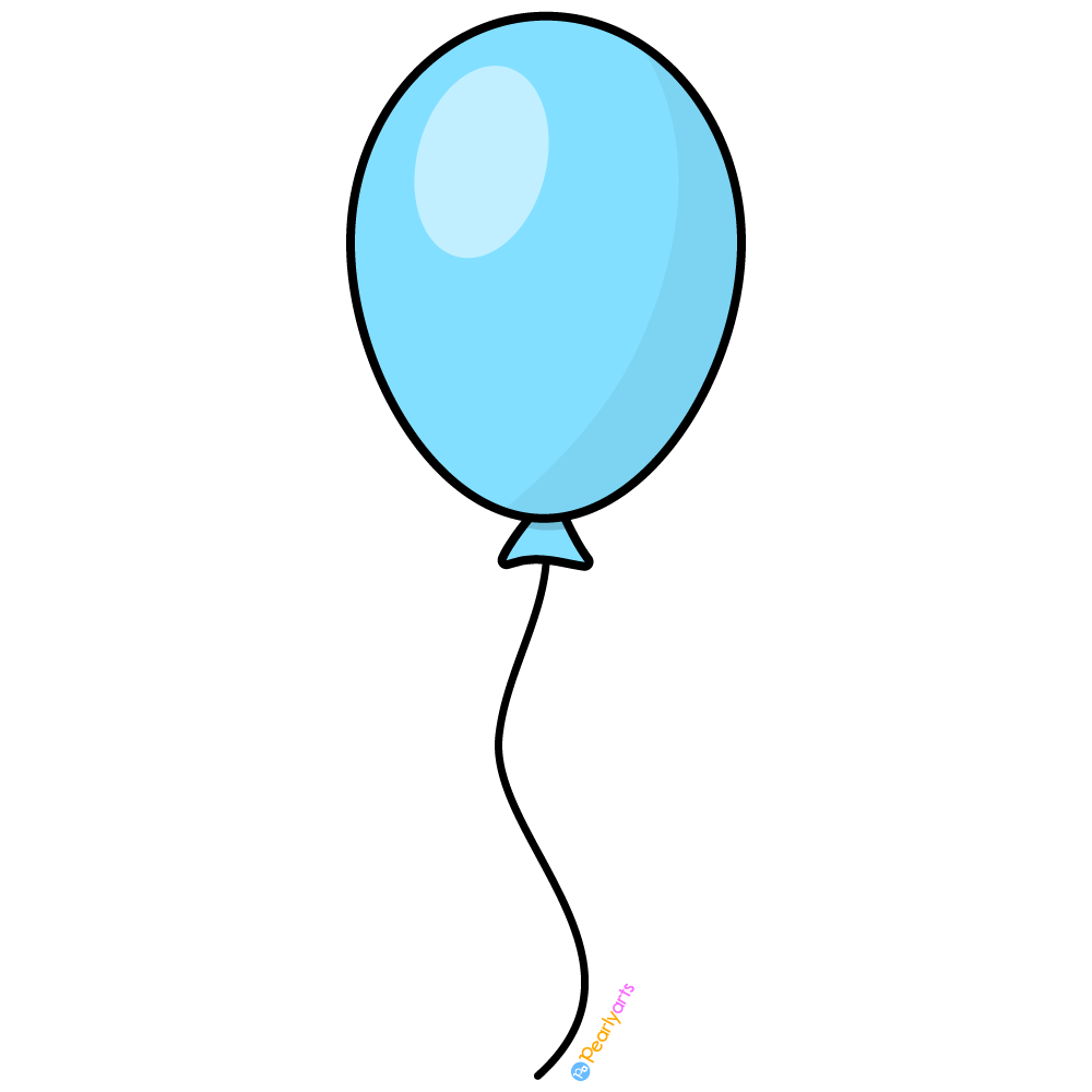 FREE Sky Blue Balloon Clipart with outline WM | Pearly Arts