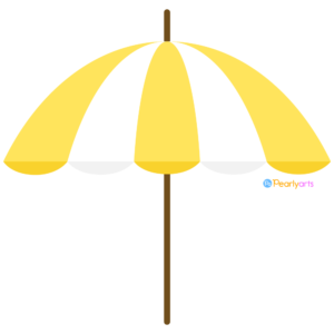FREE Yellow and white Beach Umbrella Clipart WM | Pearly Arts