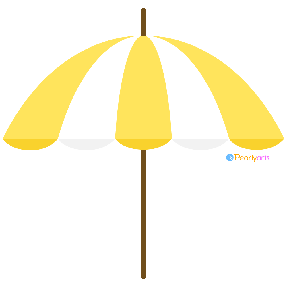 FREE Yellow and white Beach Umbrella Clipart WM | Pearly Arts