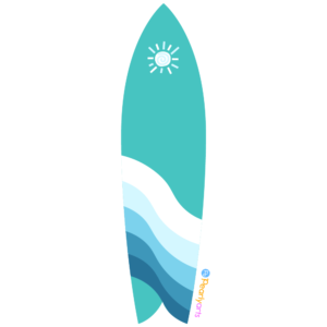 FREE Blue Surfboard Clipart WM | Pearly Arts