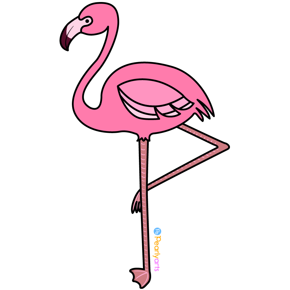 FREE Flamingo Clipart with outline WM | Pearly Arts