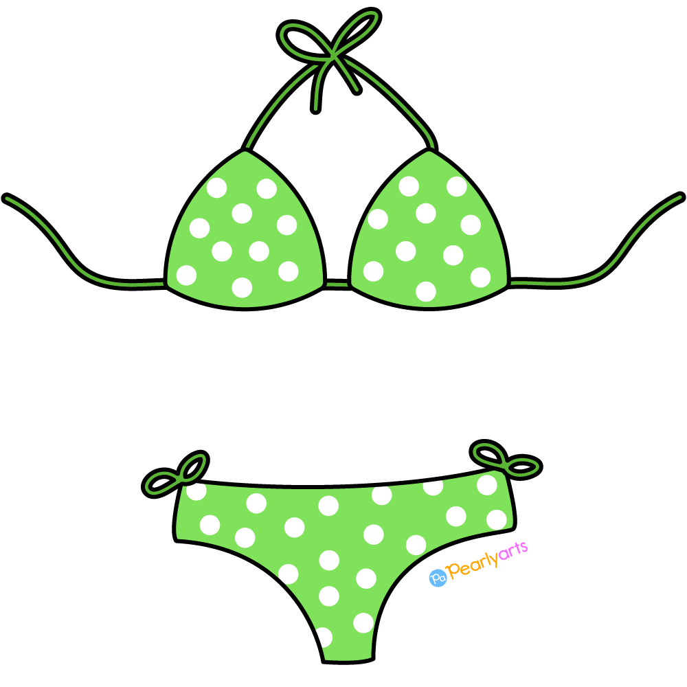 FREE Green Bikini Clipart with outline WM | Pearly Arts