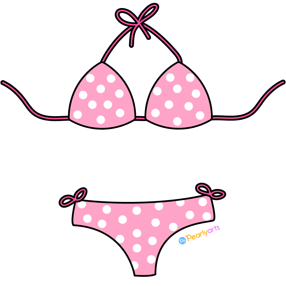 FREE Pink Bikini Clipart with outline WM | Pearly Arts