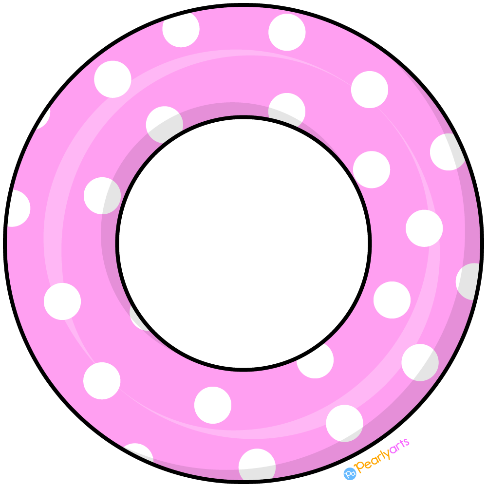FREE Pink Pool Float Clipart with outline WM | Pearly Arts