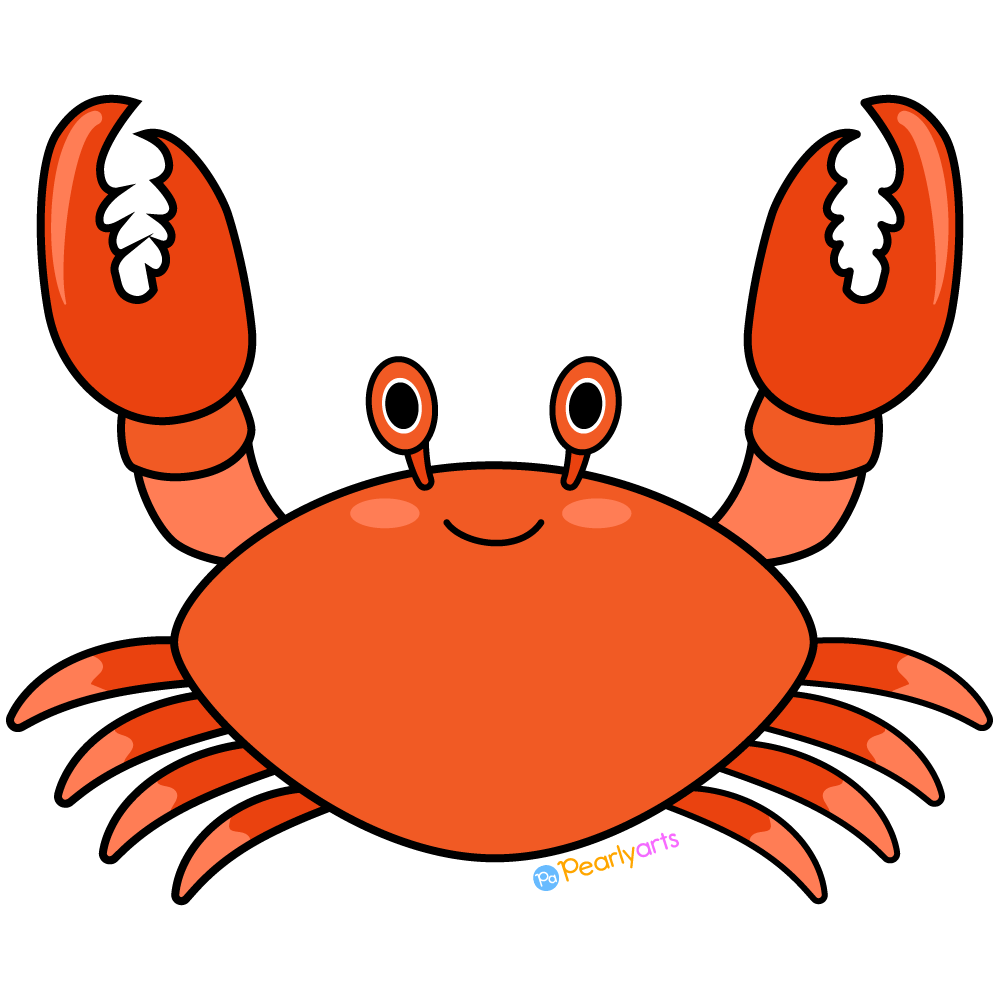 FREE Red Crab Clipart with outline WM | Pearly Arts