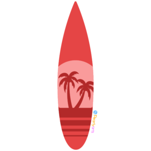FREE Red Surfboard Clipart WM | Pearly Arts