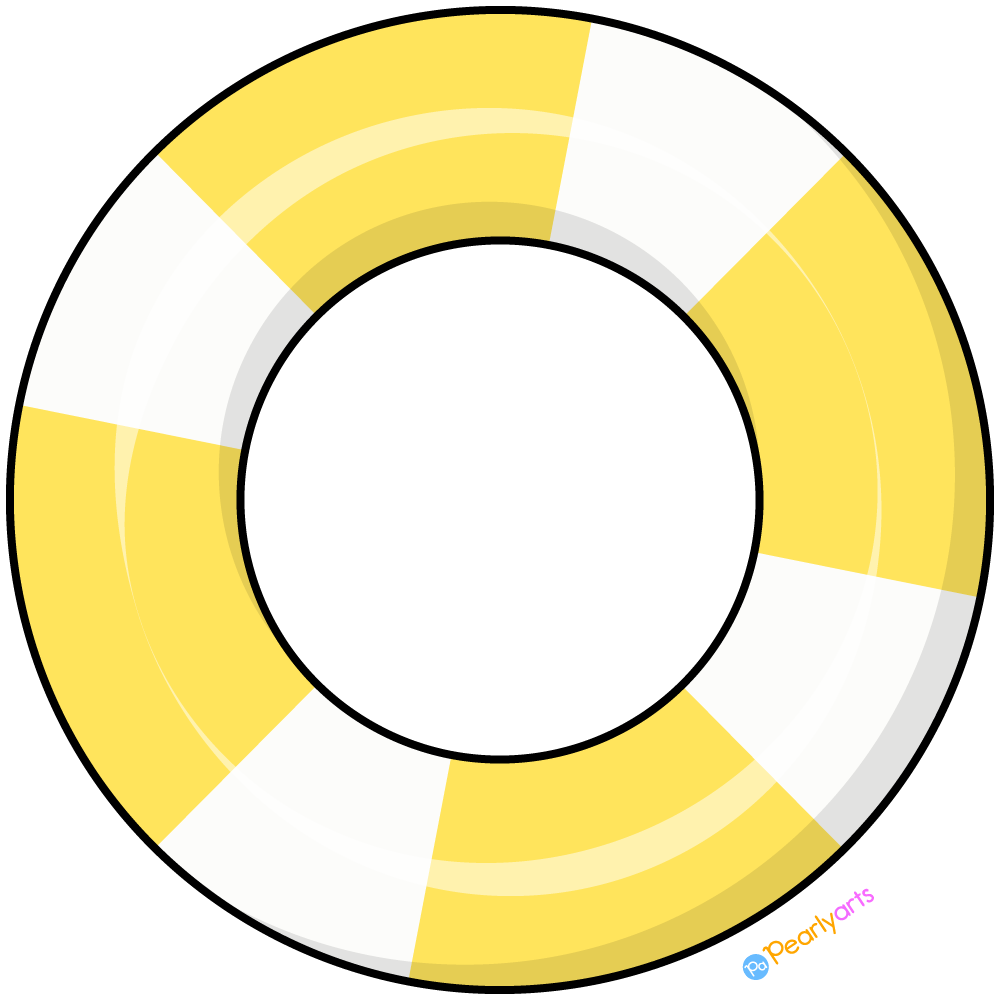FREE Yellow Pool Float Clipart with outline WM | Pearly Arts
