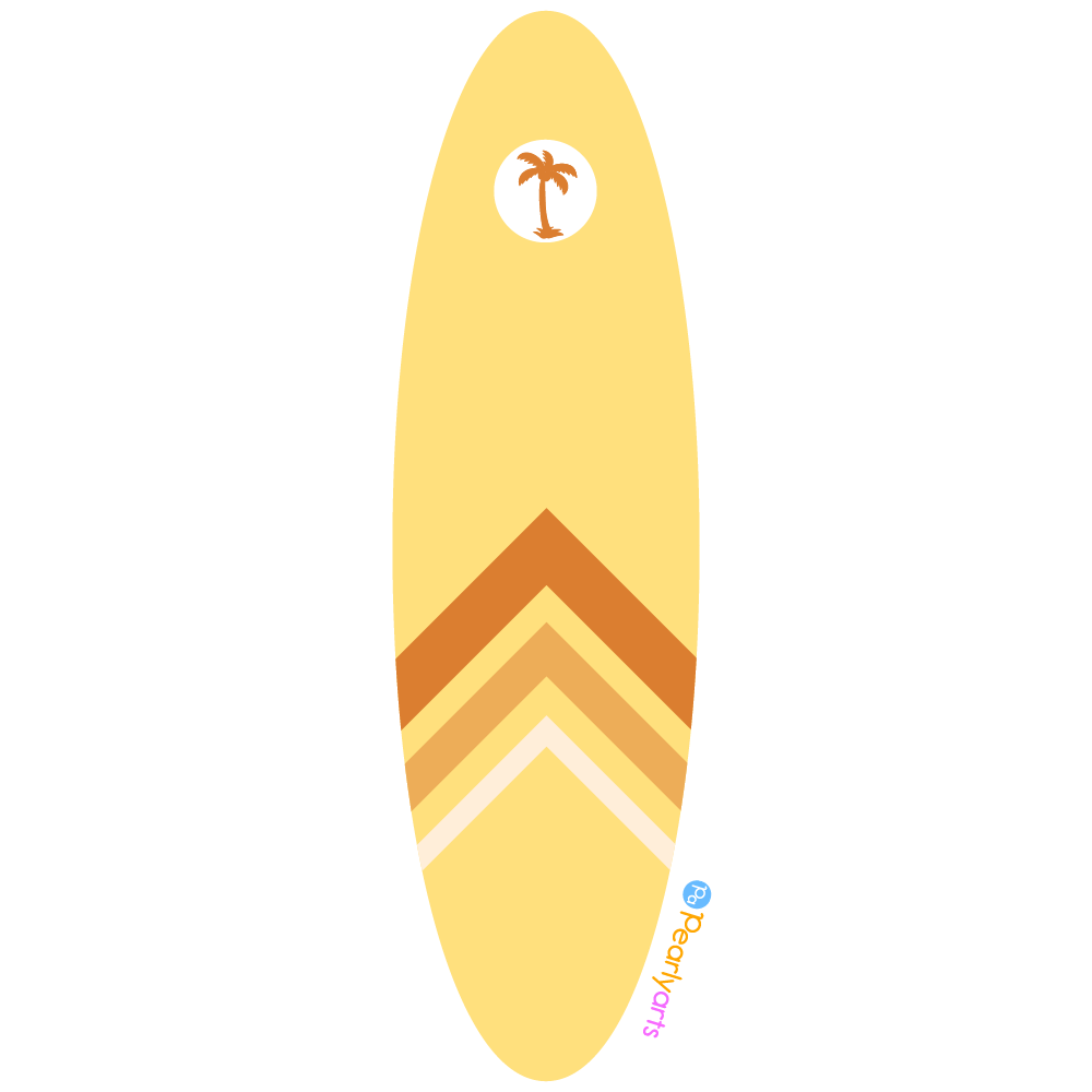 FREE Yellow Surfboard Clipart WM | Pearly Arts