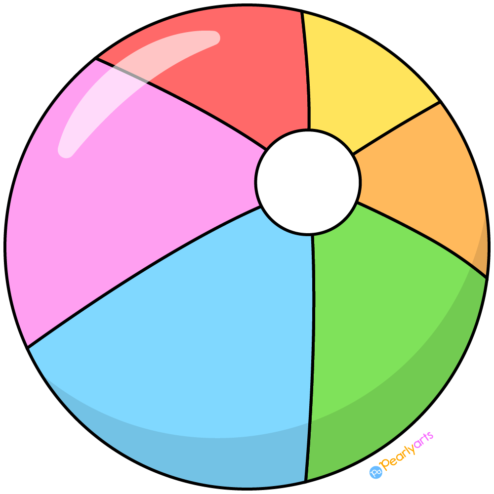 Free Beach Ball Clipart with outline WM | Pearly Arts