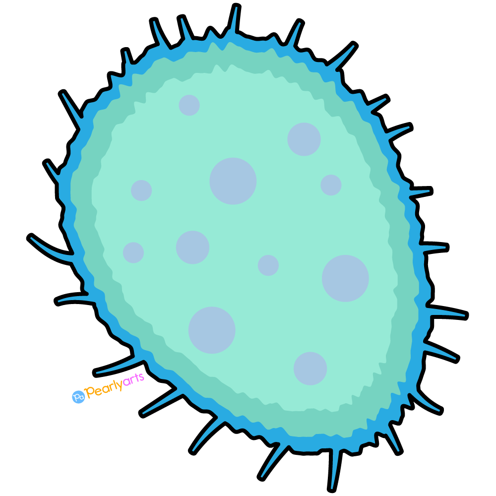 FREE Blue Bacteria Clipart with outline WM | Pearly Arts
