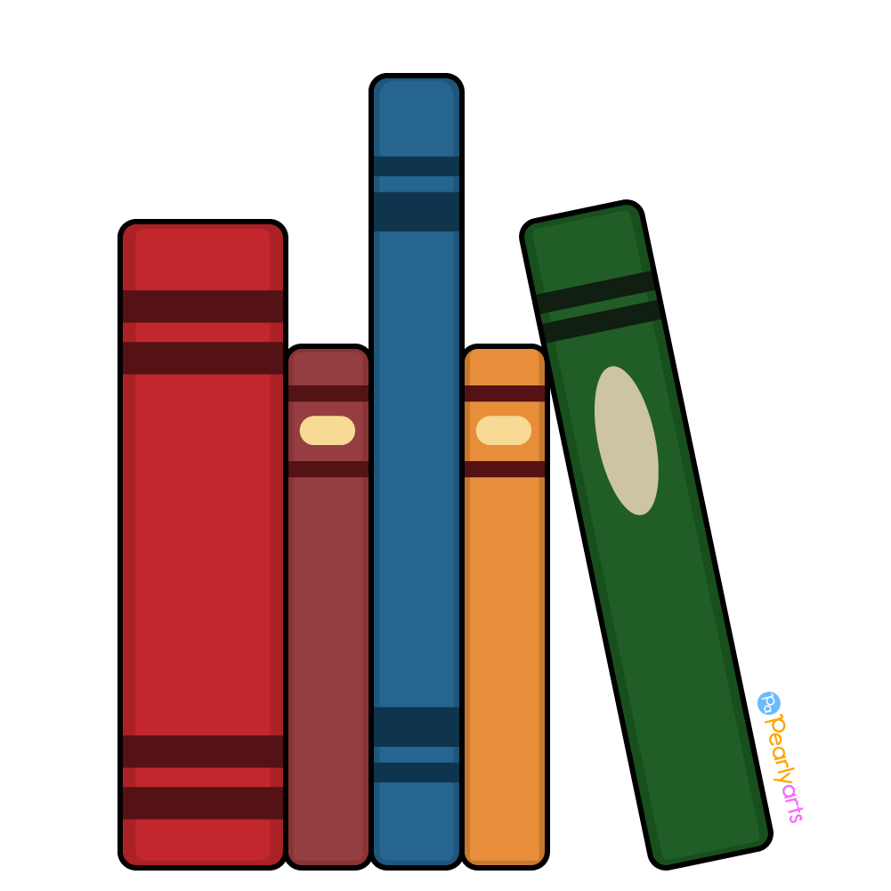 FREE Books Clipart with outline WM | Pearly Arts