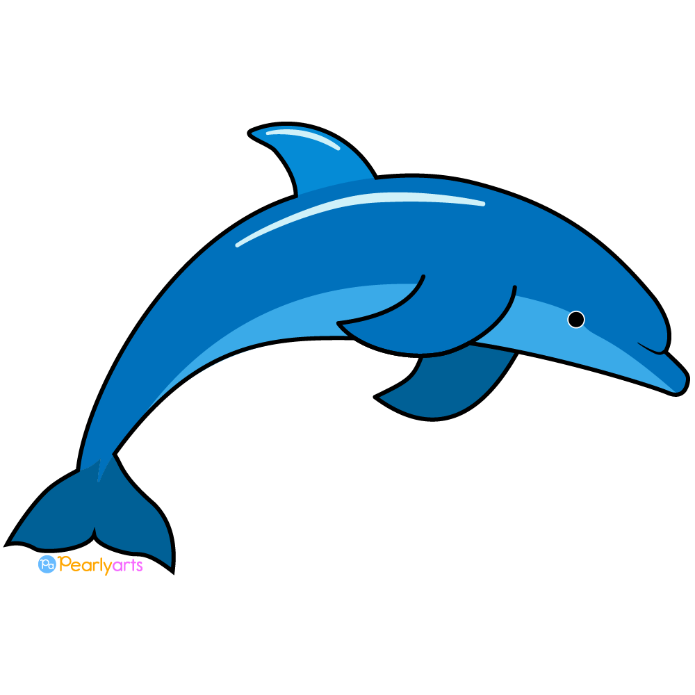 FREE Dolphin Clipart with outline WM | Pearly Arts