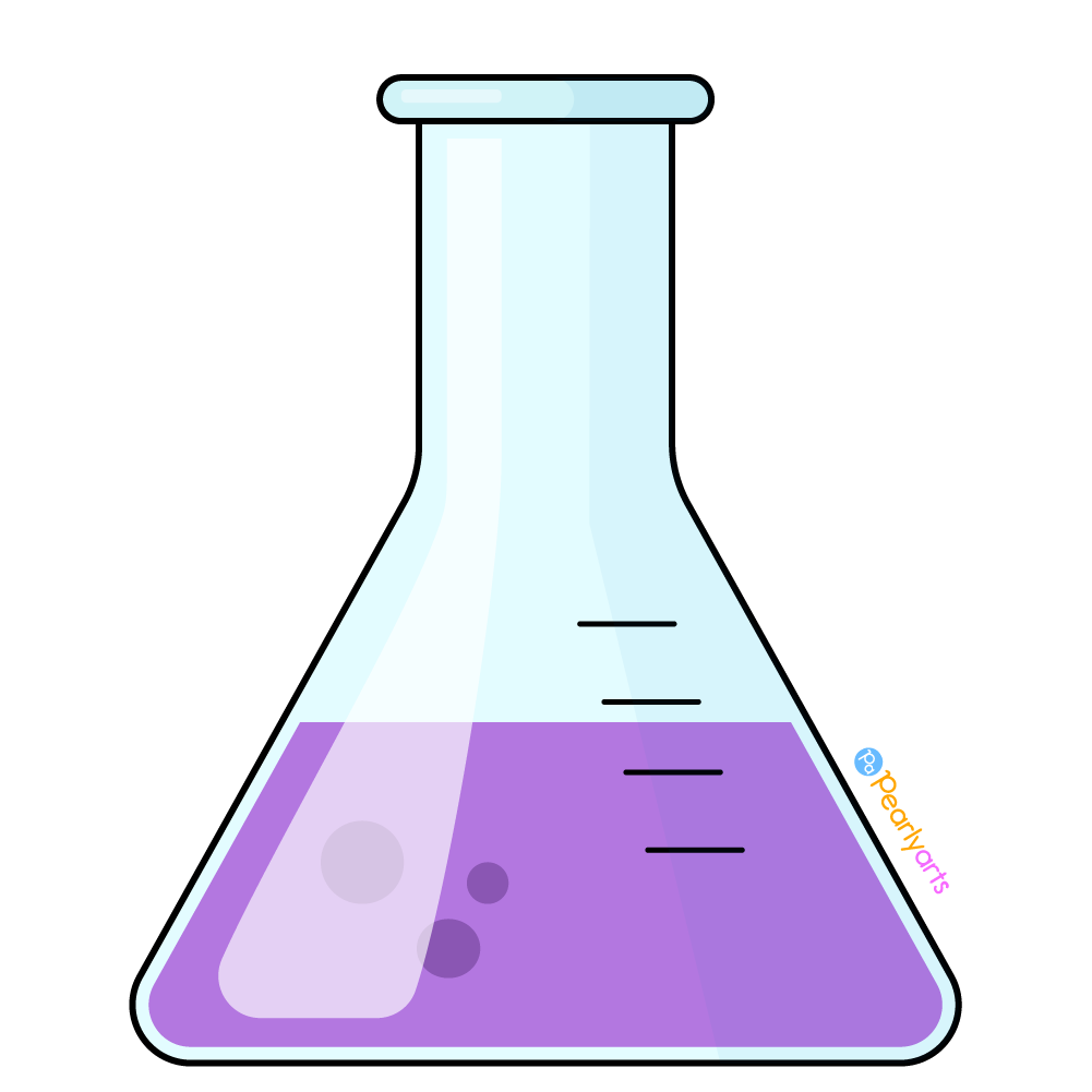 FREE Erlenmeyer Flask Clipart with outline WM | Pearly Arts