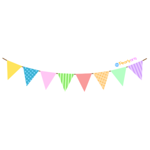 FREE Multicolored Pennant Banner Clipart WM | Pearly Arts