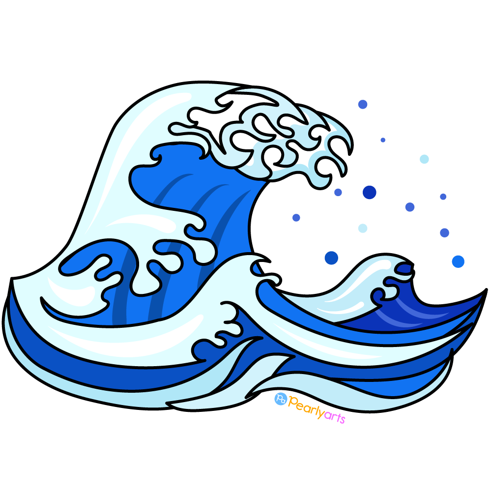 FREE Wave Clipart with outline WM | Pearly Arts