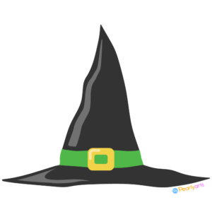 FREE Black and Green Halloween Witch Hat Clipart WM | Pearly Arts