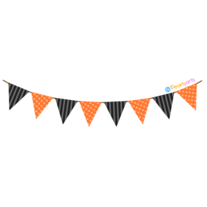 FREE Black and Orange Pennant Banner Clipart WM | Pearly Arts