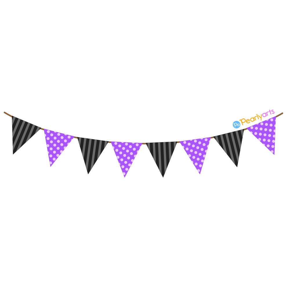 FREE Black and Purple Pennant Banner Clipart WM | Pearly Arts