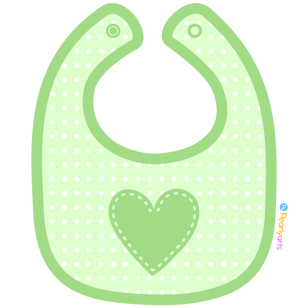 FREE Green Baby Bib Clipart WM | Pearly Arts