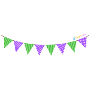 FREE Green and Purple Pennant Banner Clipart WM | Pearly Arts