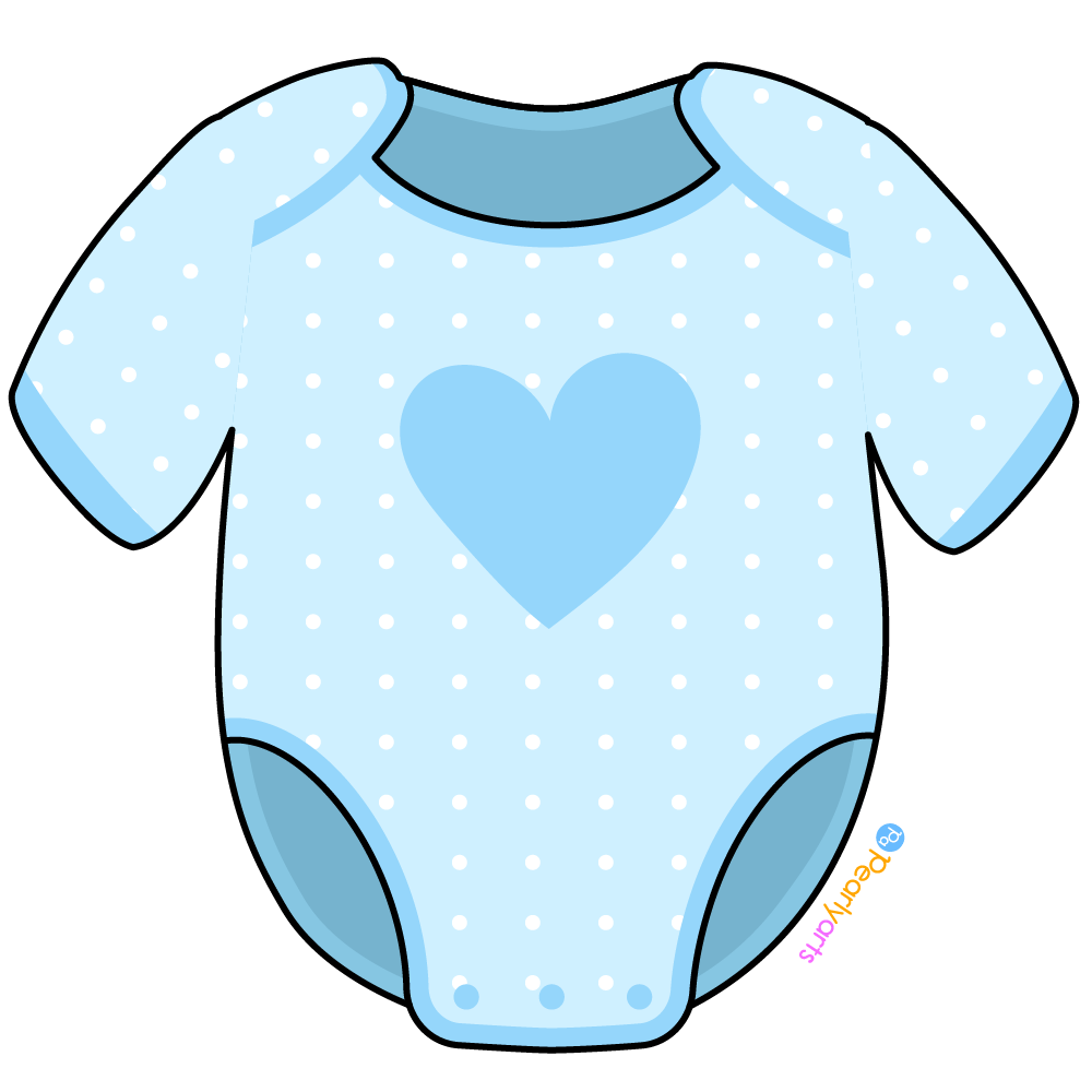 Blue Baby Onesie Clipart with outline WM | Pearly Arts